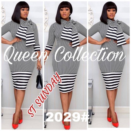 Robe Droite Moulante- Blanc-noir